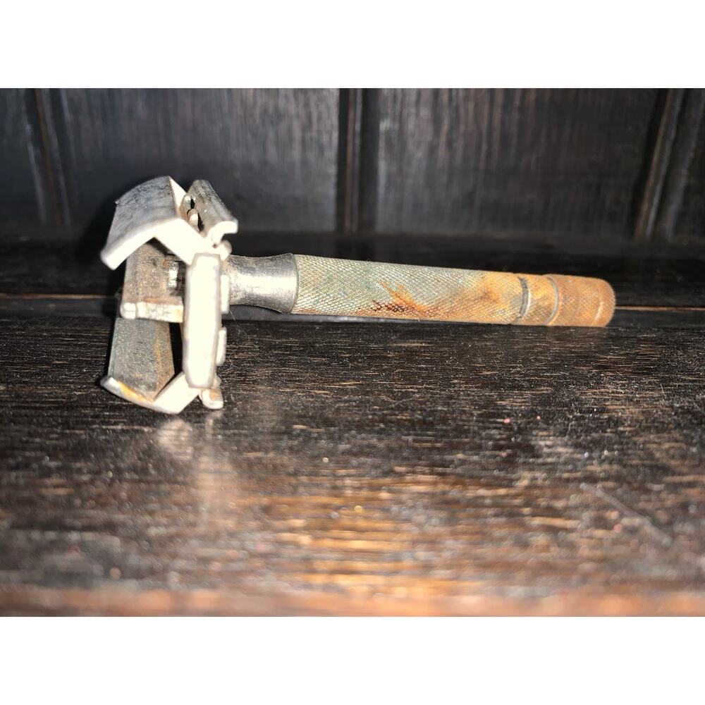 Gillette‎ Flare Vintage Made in USA Metal DE Safety Razor shaving men's